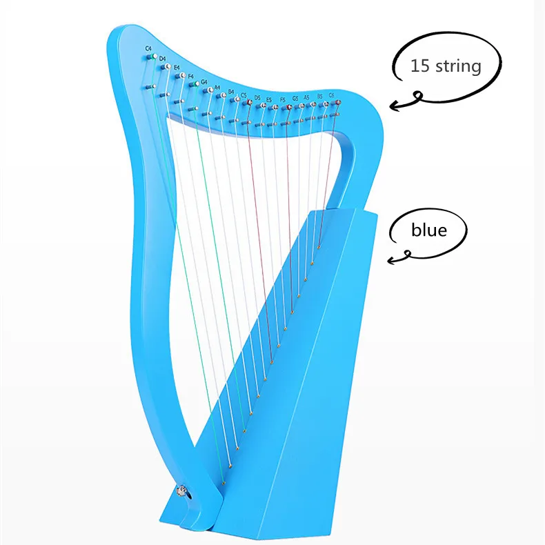 factory price  solid wood  lyre 15 strings harp  portable lyre string musical instrument for beginners tools