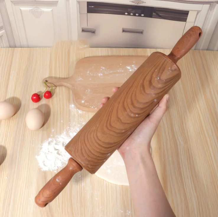 Wooden grain rolling pin baking tool for bread  dumpling wrappers rolling pin Kitchen tools