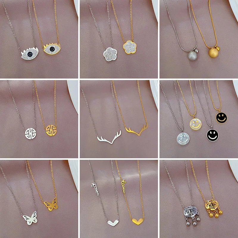 DAIHE Fashion Heart Zircon Pendant Women Stainless Steel Necklace Luxury Emerald Long Tassel Clavicle Chain Jewelry Hot