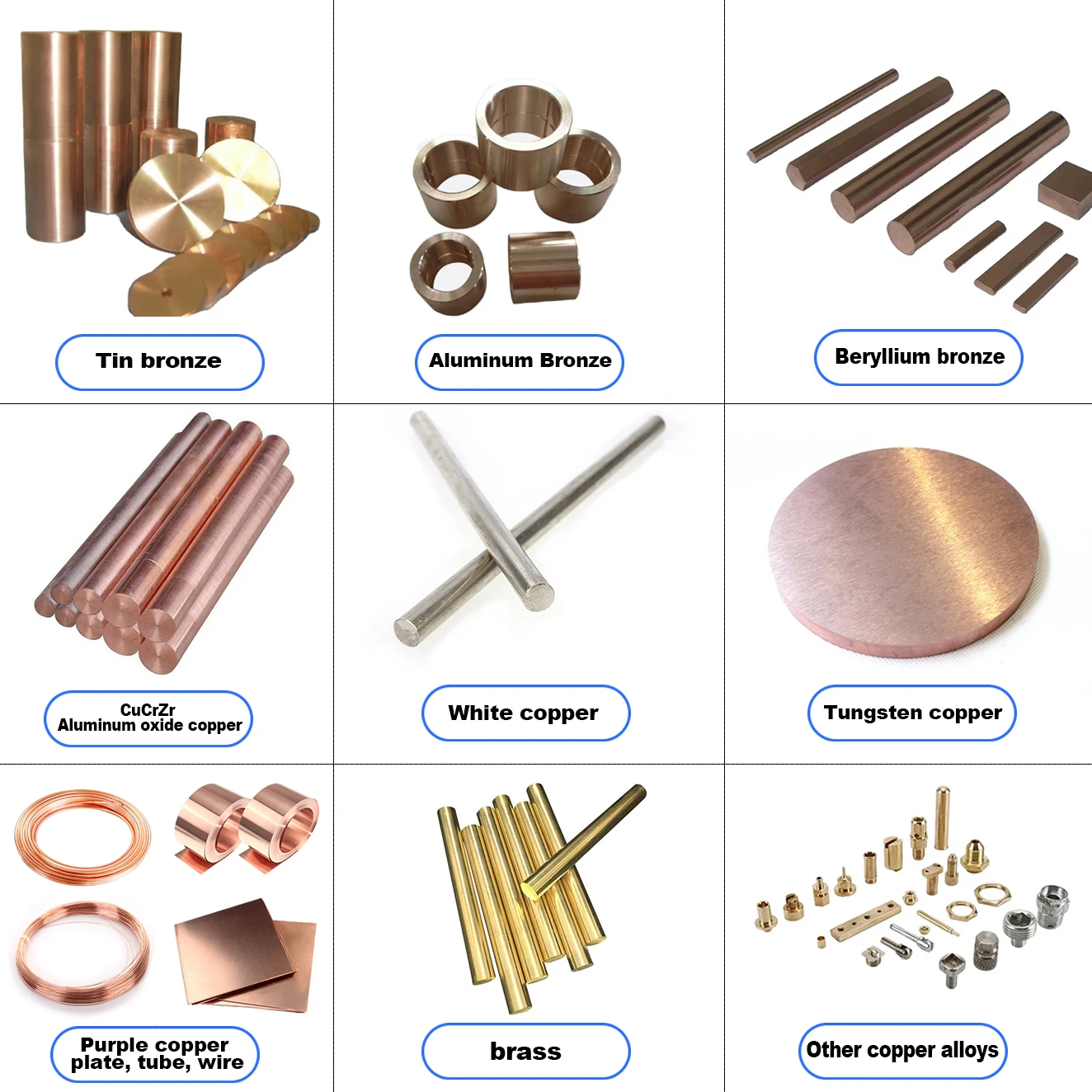 30 years of manufacturer production C7060 C7150 C1401 C2051 C6711 C6712 Bronze Tubes, Rods, Plates, and Bushings