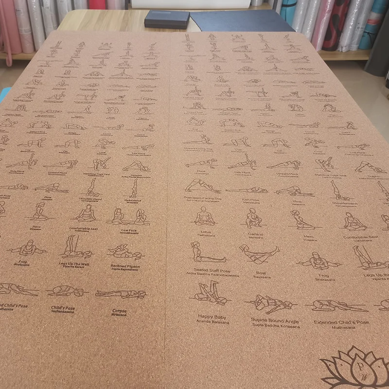 Hight Quality Natural Cork Yoga Mats Custom Logo Posture Line Meditation Cushion