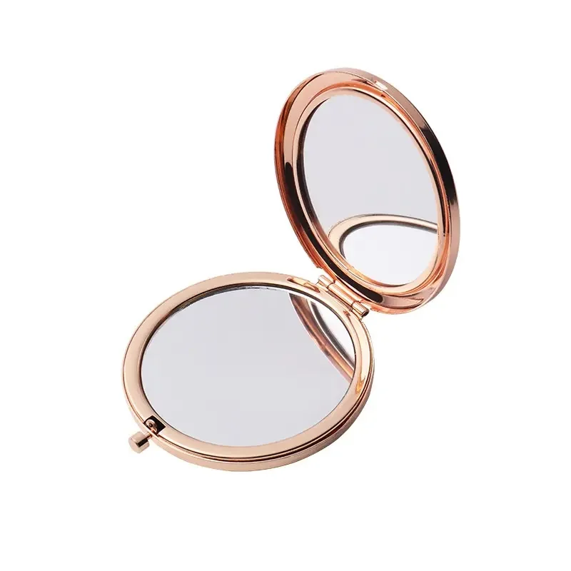 Fashion DIY photo Small Mini Rose Gold Metal Sublimation Compact Mirror