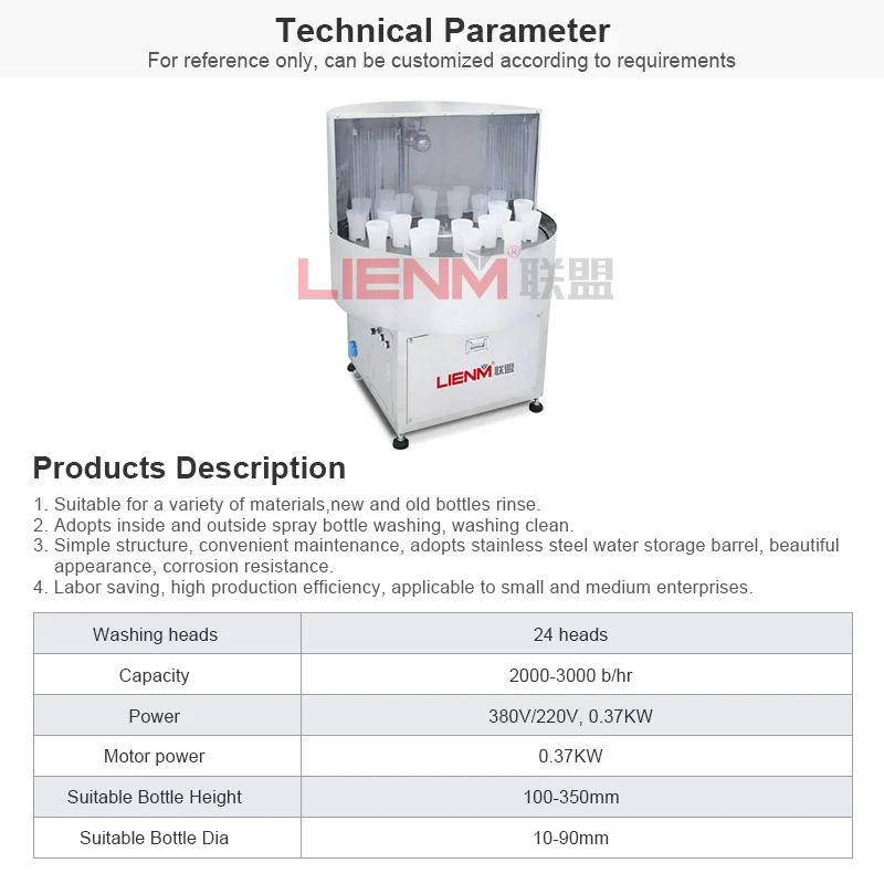 LIENM Semi-automatic disc bottle washing machine bottle cleaning machine