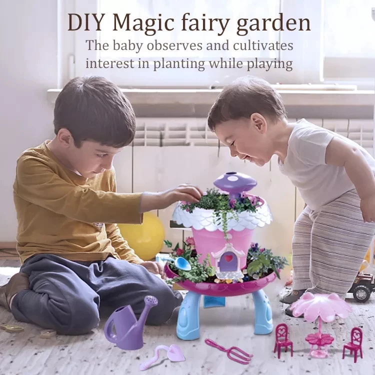 Hot Selling Intelligent Diy Garden Planting Flowers Grass Toy Sets For Boy And Girl With Light And Music For Kids Play