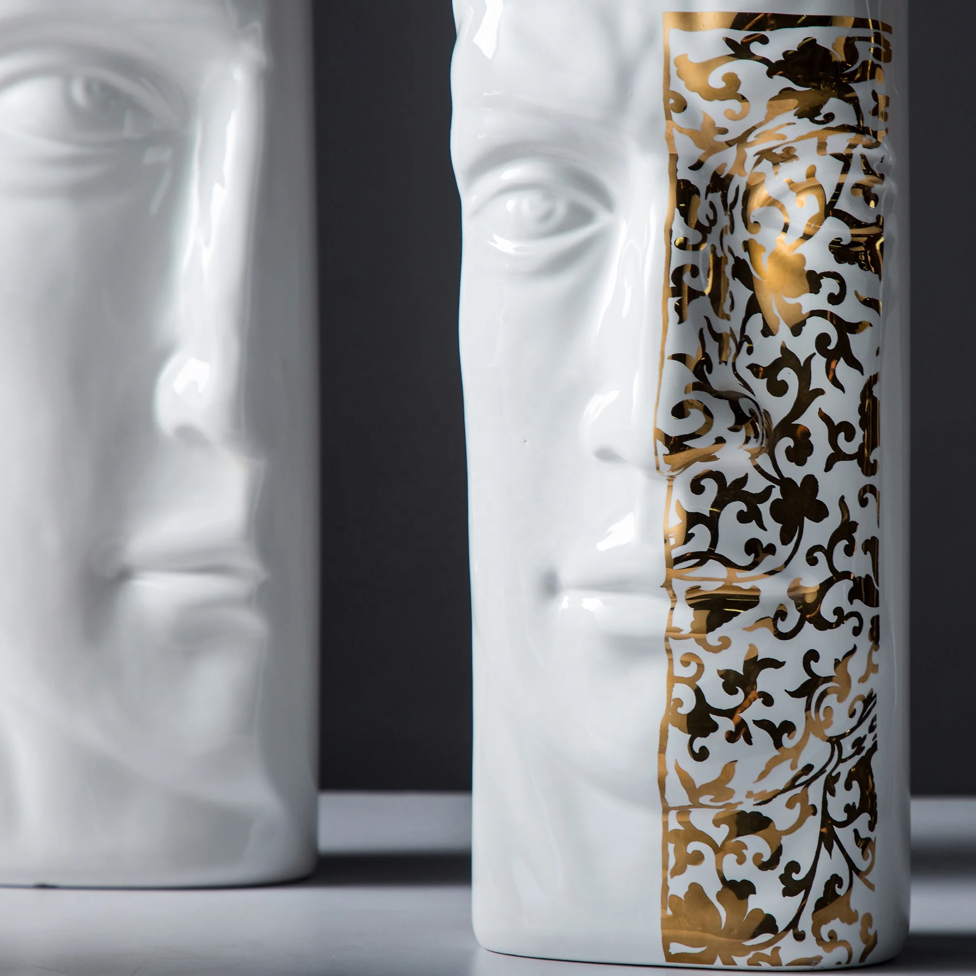 Human face porcelain design modern ceramic craft sculpture ceramic vase