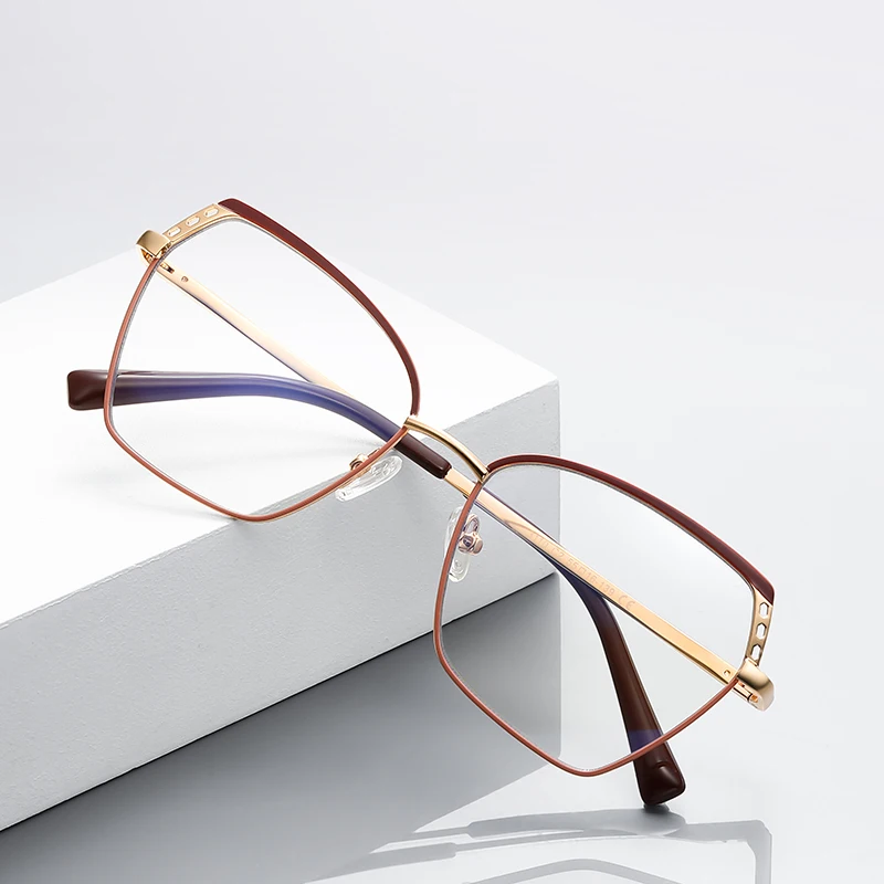 Fashion New Metal Optical Frame Anti Blue Light Glasses Cateye women Blue Light Glasses Brand Design Frame Eyewear