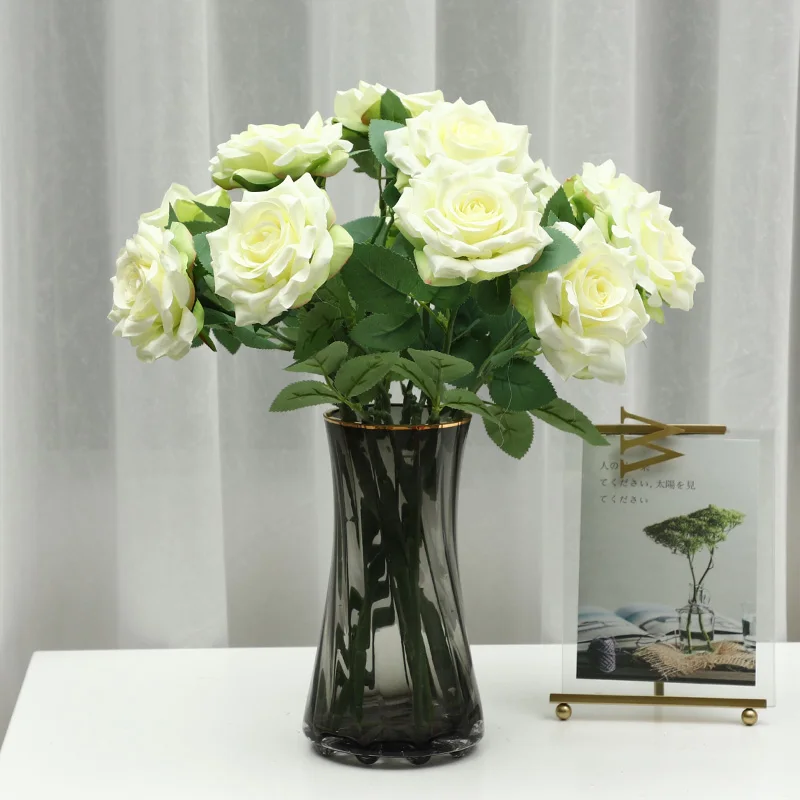 Самые популярные вазы для домашнего декора, композиция больших размеров, искусственные шелковые цветы, букет цветов