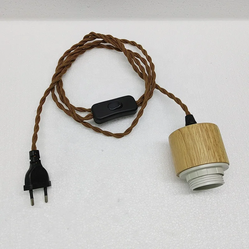 Nordic Simple Solid Wooden Base E27 Pendant Lampholder Ceiling Lamp With Cable Dimmable Diy Lighting Fitting
