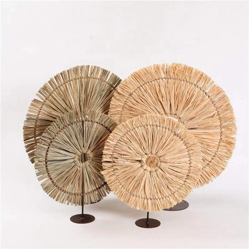 Nordic Style Best Collection Round Shape Raffia Material decorative items for living room