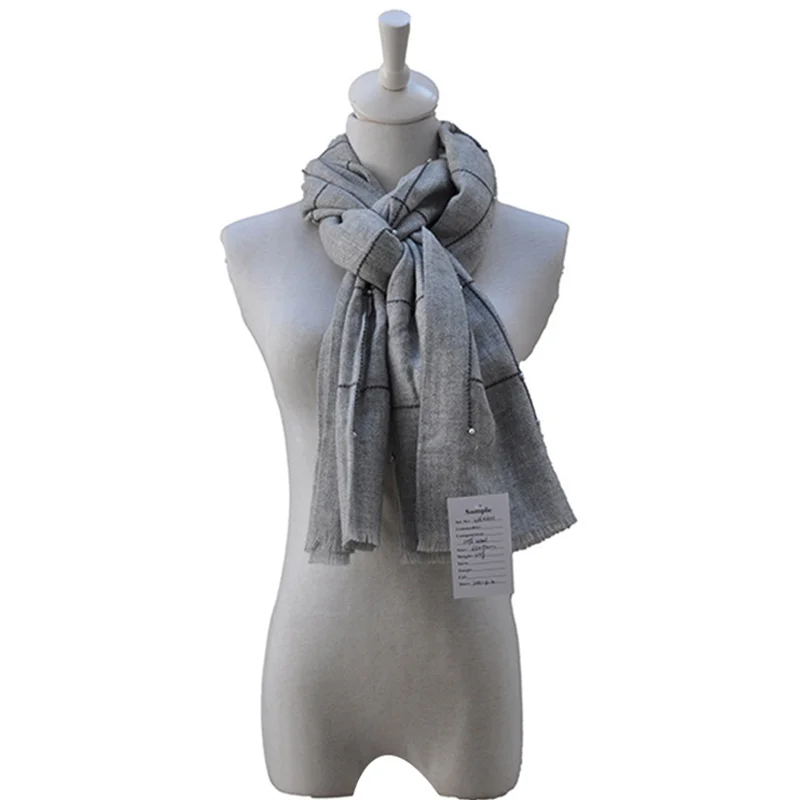 Шарф-шаль с синим Фениксом Женская шаль бусинами элегантное украшение жемчугом 100% шерстяной клетчатый зимний теплый стиль на заказ