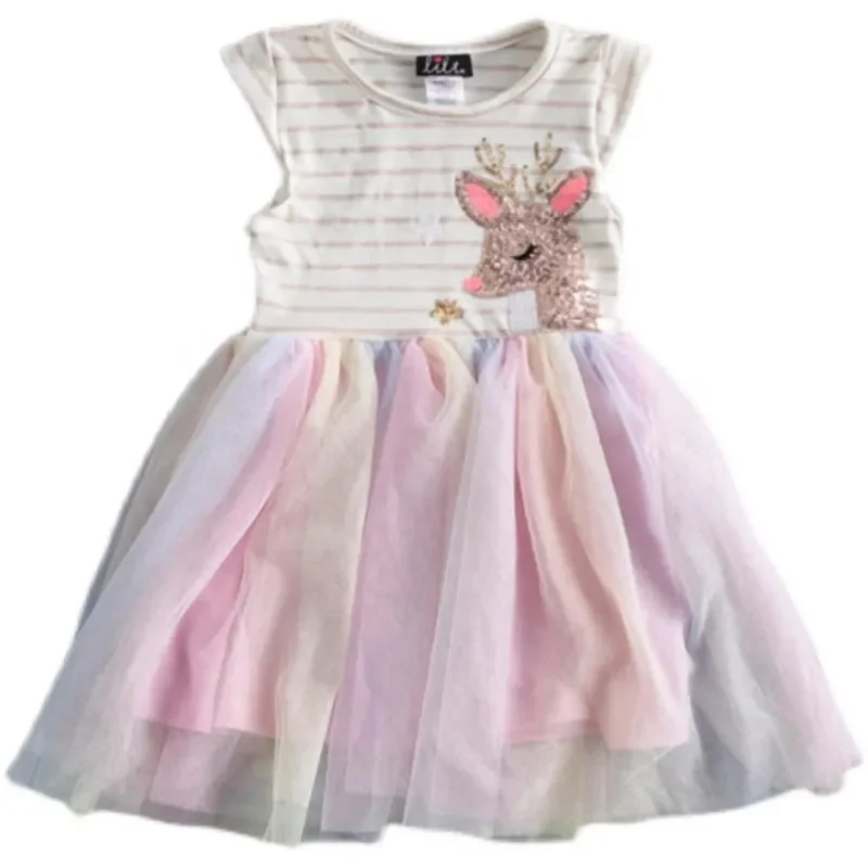 Children Girl Clothing Kids Clothes Plain Color Summer Sleeveless Little Girls Dress with Ruffle Bow
