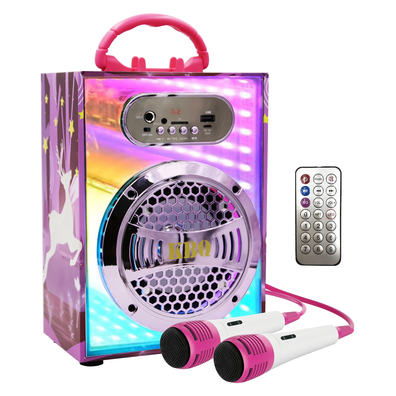 Karaoke Speaker Support Portable Bluetooth Built-in Rechargeable Battery 2400mah Power 20W with Rainbow RGB