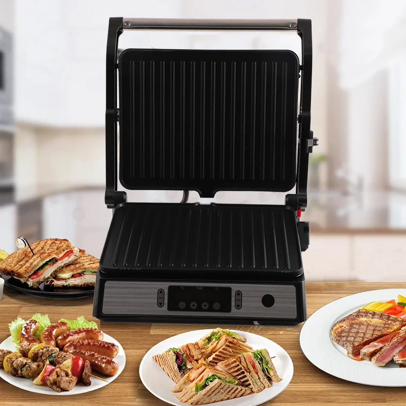 Free Sample Digital Toaster With Panini Temperature Range Function Stainless Steel Smart Electric Panini Griddler