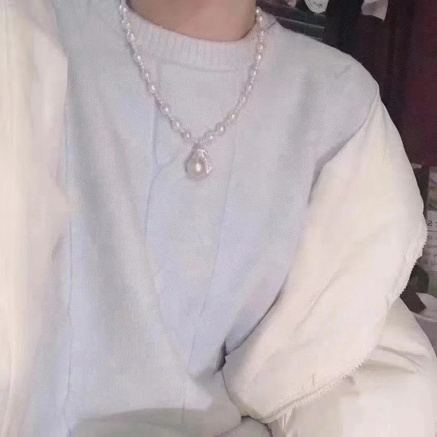 New cheap luxury big baroque brand pearl pendant necklace designs