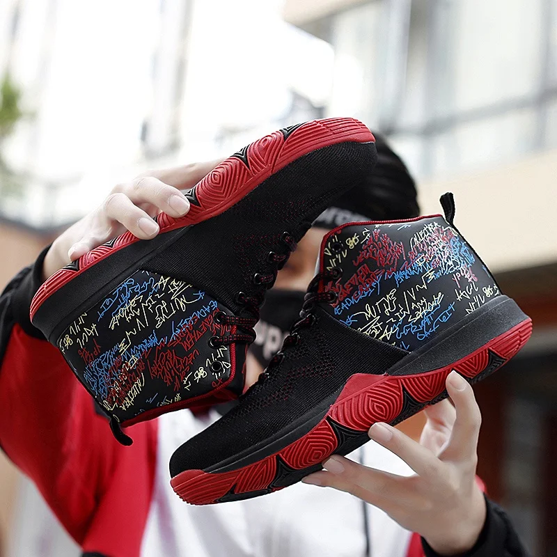 Горячий дизайн резиновая подошва дышащая Fly Weave Стильная Спортивная Мужская Баскетбольная обувь