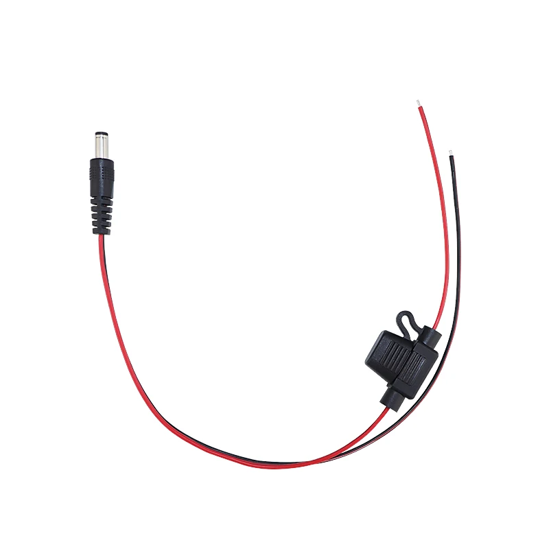 Dc5.5*2.1mm Male Female Barrel Connector With 5a Fuse To Pigtail End Dc Power Cable