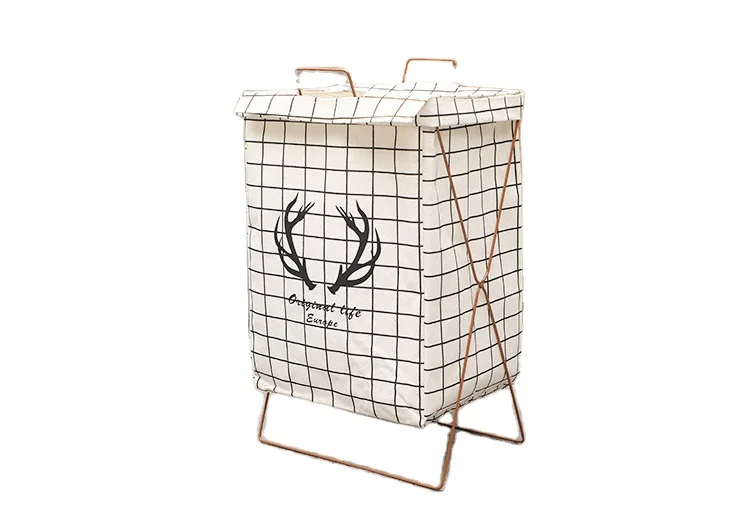 Iron Frame Collapsible Folding Dirty Clothes Custom Aluminum Handle Laundry Hamper Basket with handle