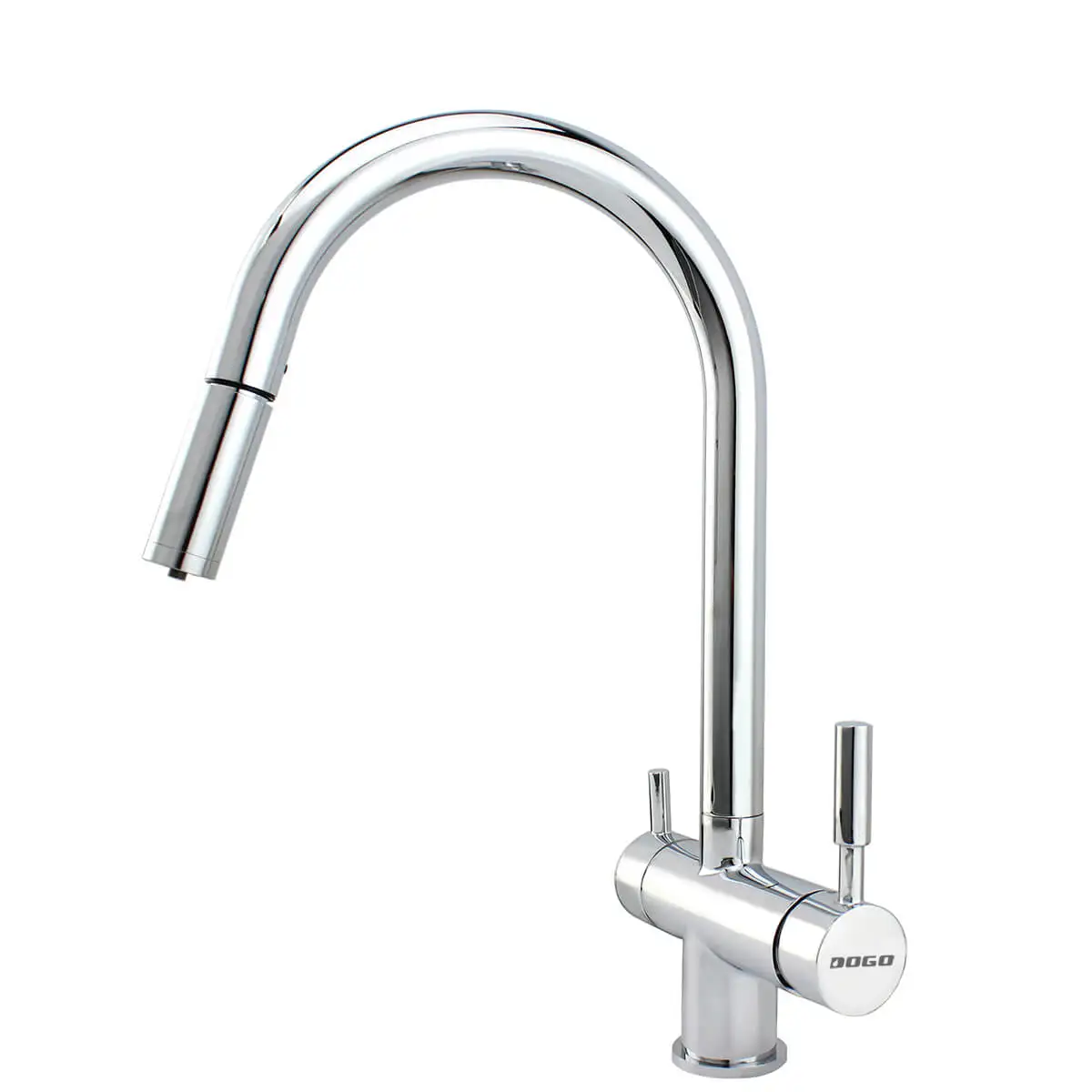 DOGO Brass Chrome Three Way Water Filter Tri Flow Kitchen Faucet Deck Mounted Chrome Plated 3 in 1 Kitchen Mixer 3 Way Faucet