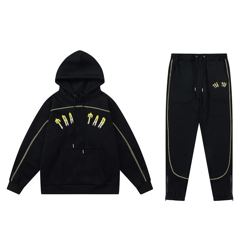 Hip hop unisex sports wear embroidered tracksuit zipper hoodies pants men joggers blank plain tracksuits unisex
