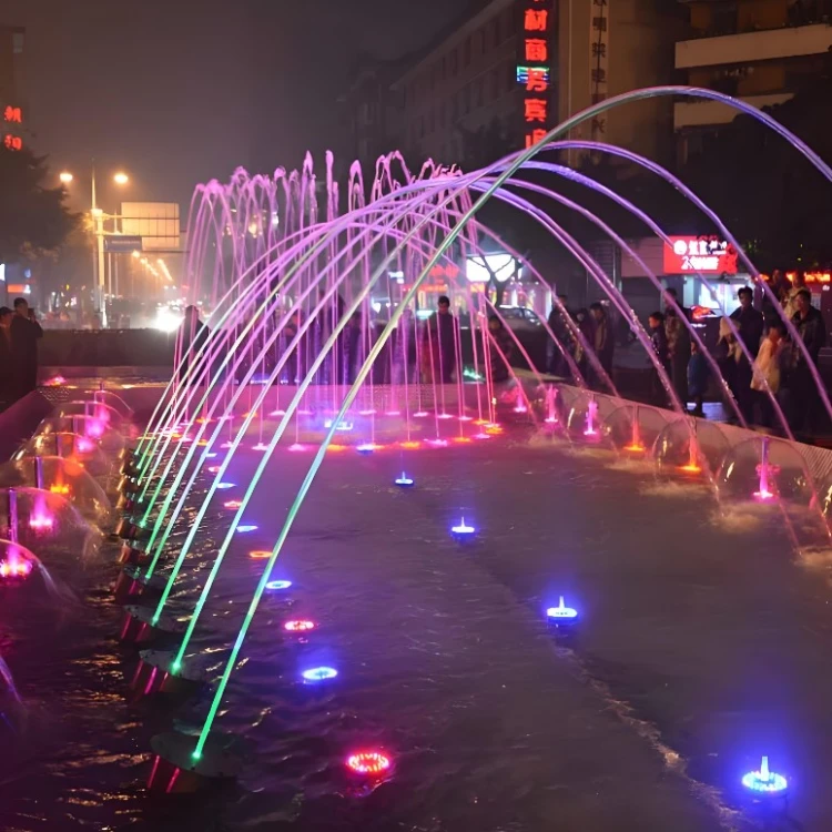 Professional service Laminar Jumping Jet Fountain Water Musical Dancing Fountain with Colorful Lights