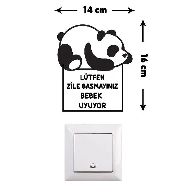 Custom Cute Panda Socket Door Top Sticker Do Not Ring the Bell-Baby Is Sleeping for Wall Application in Home Outdoor Setting