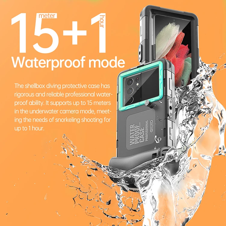 15 meters/50ft waterproof professional universal Shellbox waterproof diving phone case for diving/snorkeling/swimming