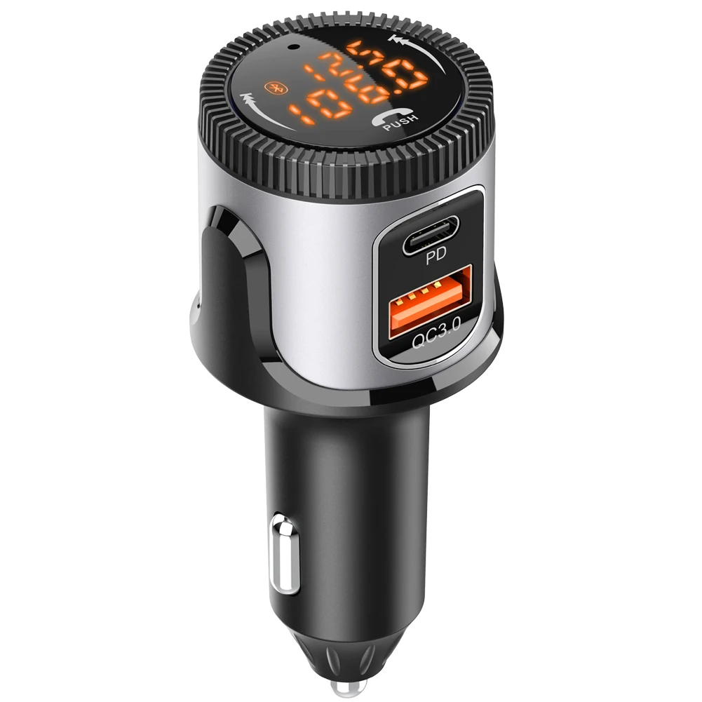 Auto Bluetooth Car FM Transmitter Dual Charging PD QC 3.0 with Memory Playback Noise Cancellation MP3 Car FM Modulator