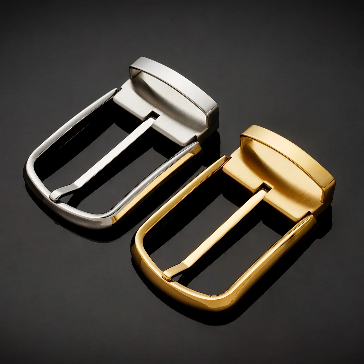 Custom Made 1.5 Inch Single Prong Square Belt Buckle 38mm Gold Solid Stainless Steel Metal Logo Leather Belts Buckles for Men