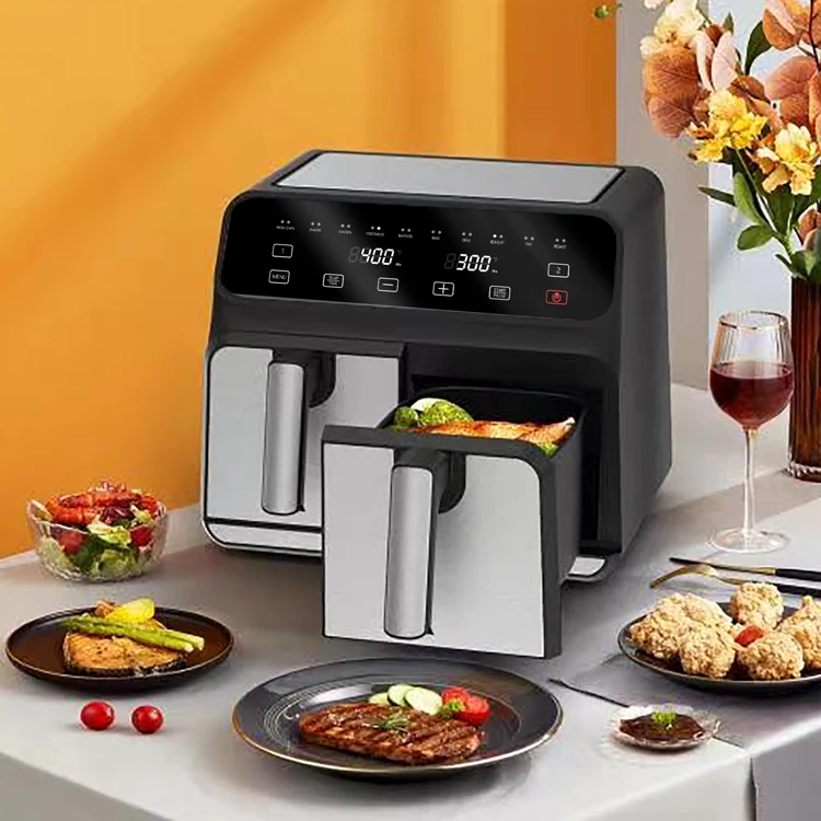 Цифровая аэрофритюрница оптовая продажа фритюрница с двойной корзиной 8 л Электрический сенсорный экран коммерческие смарт-фритюрницы без масла двойные воздушные