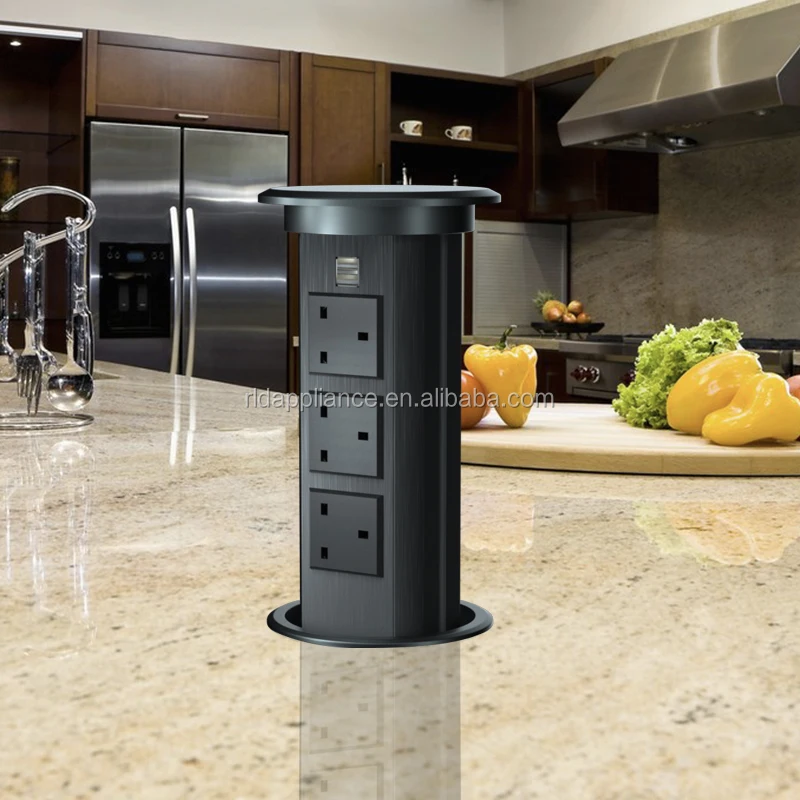 IP44 water proof motorized desktop socket kitchen plug eu pop up power socket