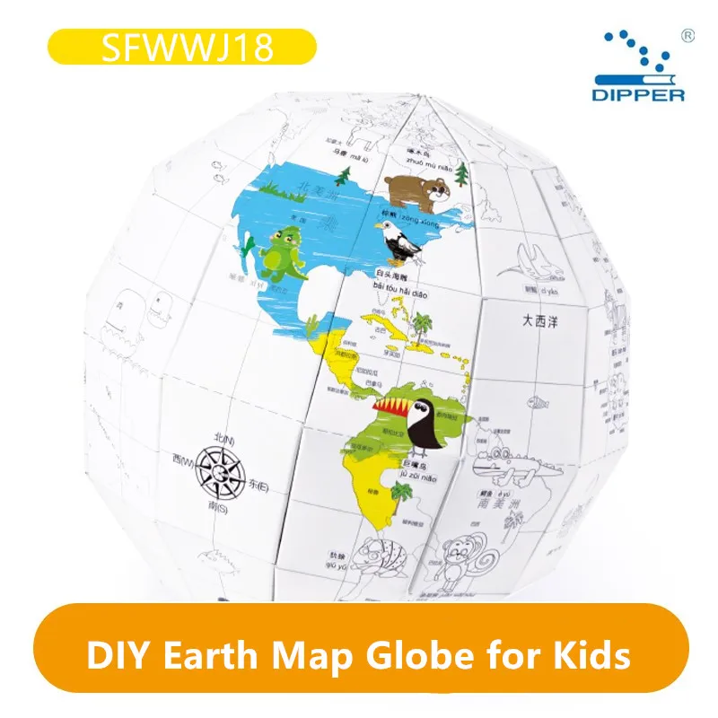 Globe 3D Puzzle Globe DIY Assemble Vertical World Globe 3D Scratch Travel Map Funny Toy for children Dropshipping