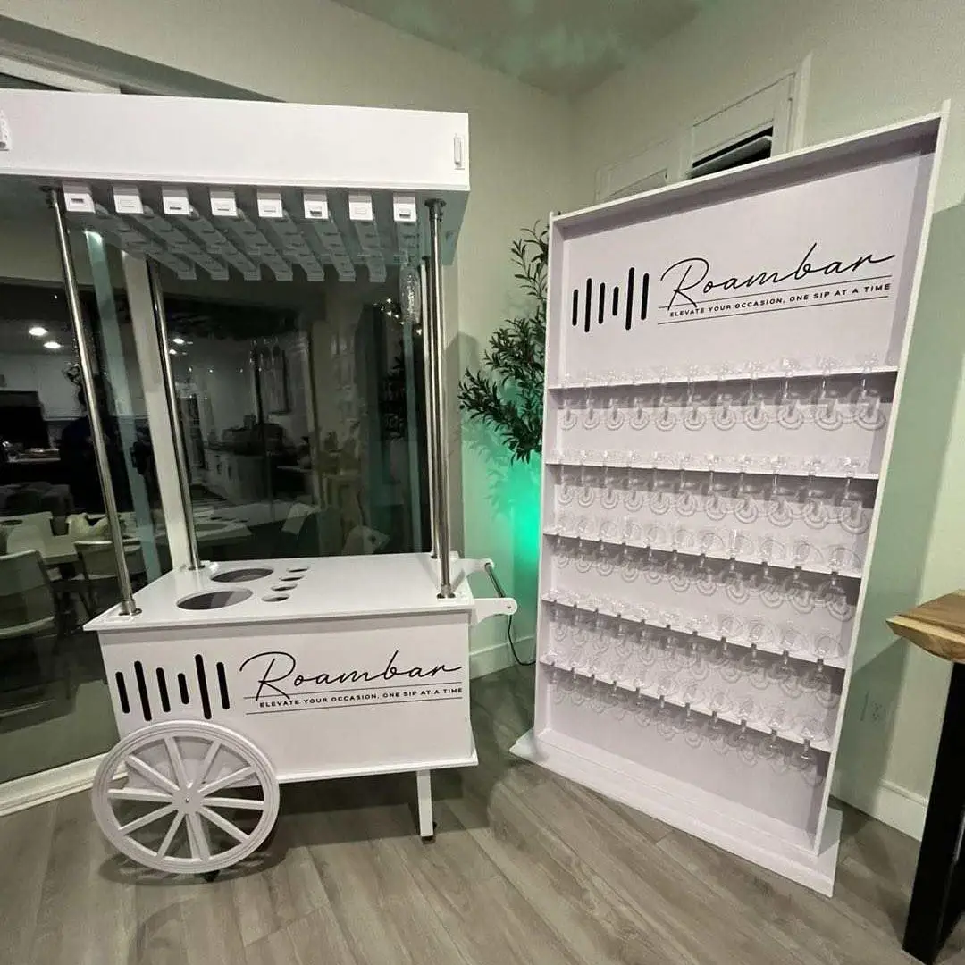 Wholesale Wedding White Candy Display Wedding Champagne Cart Flower Candy Dessert Bar Carts with wheels for Wedding Decoration