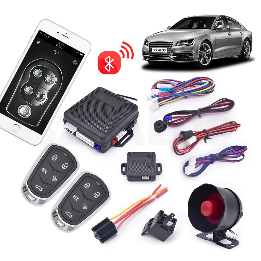 BT smart phone control keyless entry push button start stop remote engine starter App control car alarm system remote start