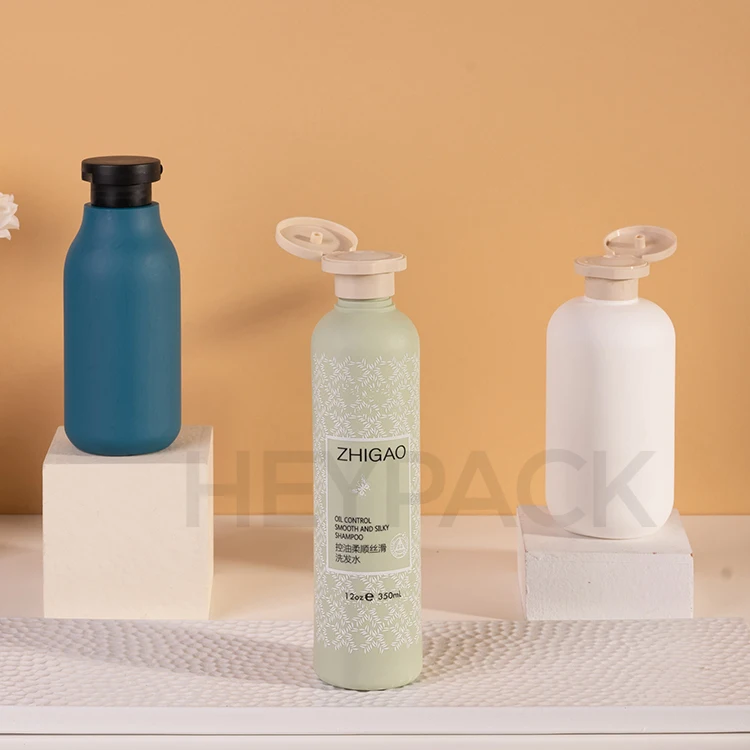 cosmetic plastic HDPE soft touching lotion and shampoo flipcap bottle