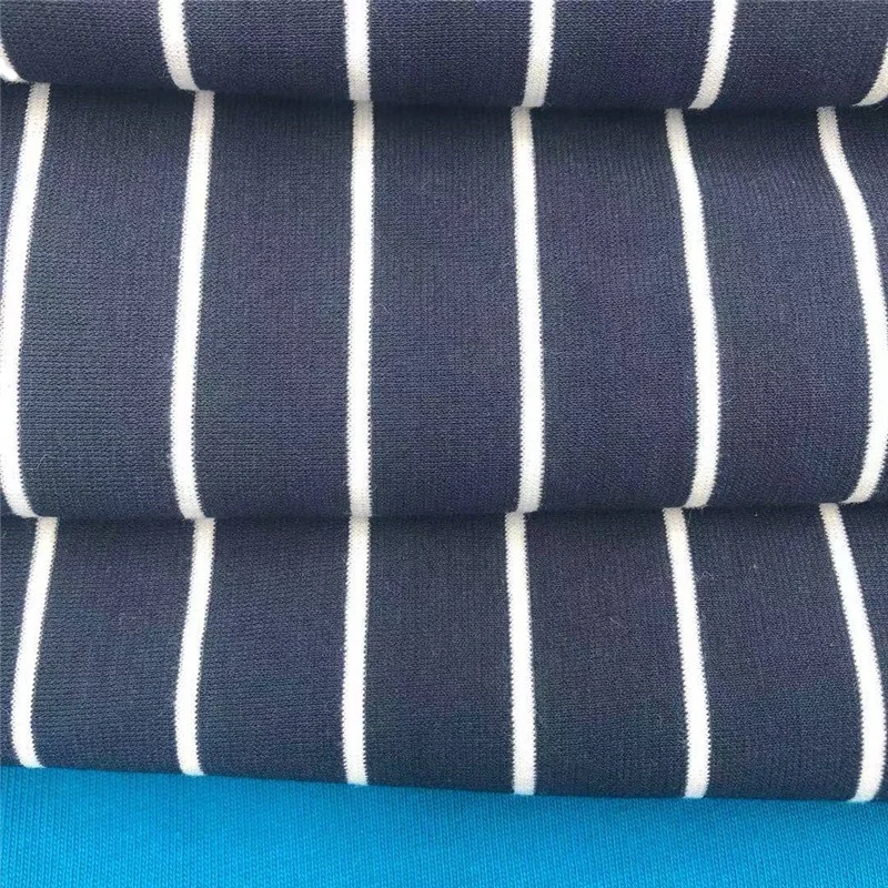 95%Combed Cotton 5%Spandex Yarn Dyed Stripe High Twist  Jersey fabric with Stretch