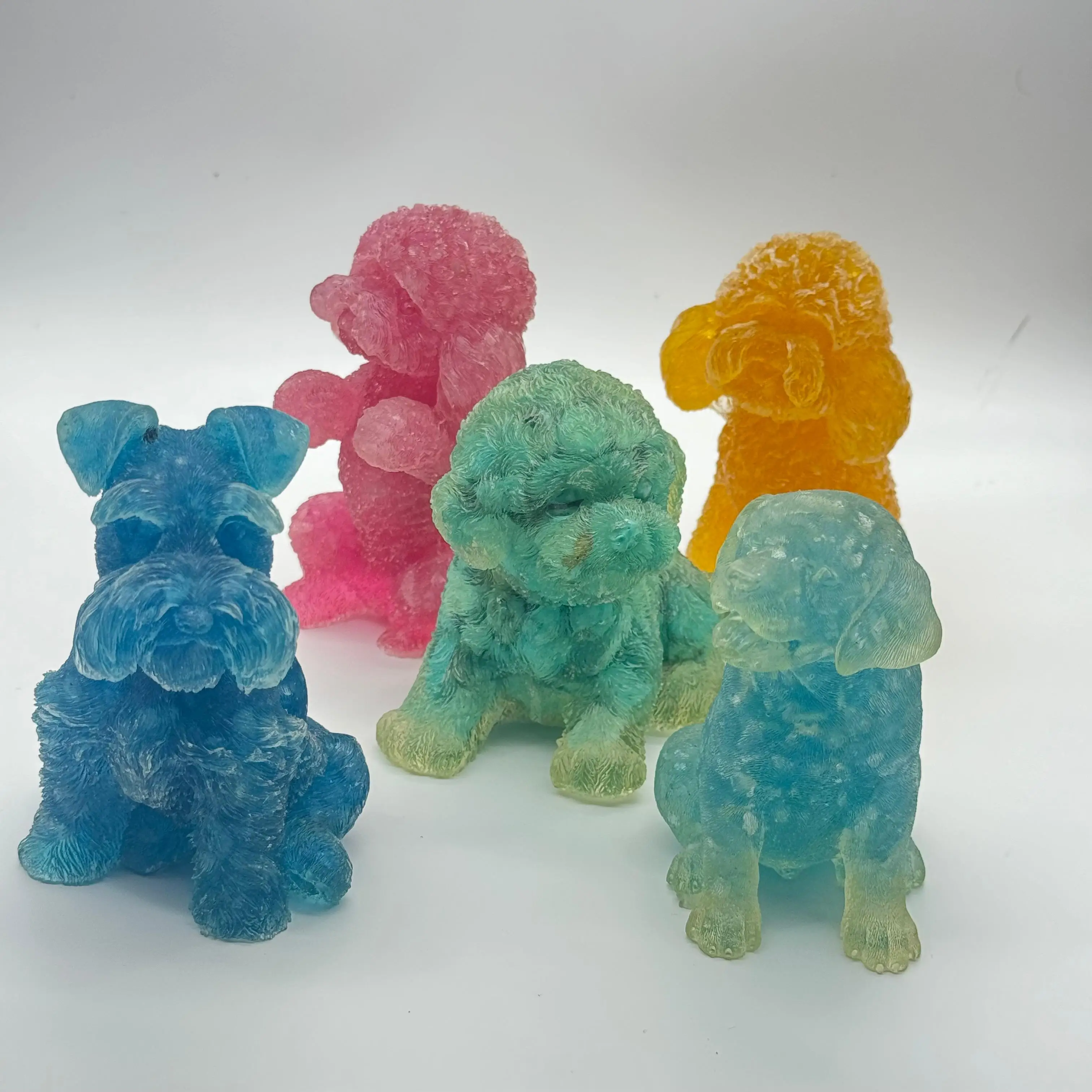 Beautiful Dog & Puppy Carvings Natural Semi Precious Crystal Gemstones Wholesale Home Decor Items 3mm Height Decoration Stones