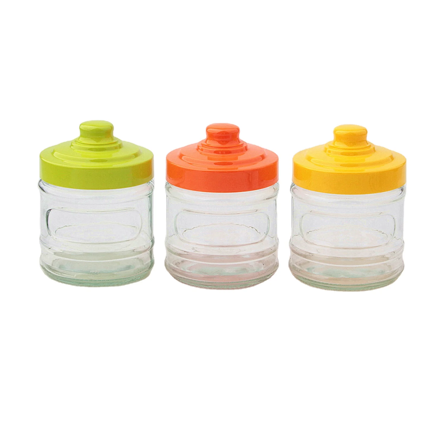 Custom Food Storage round glass pepper spice jar seasoning bottle Cookie Jar with colored plastic lid for home kitchen decor