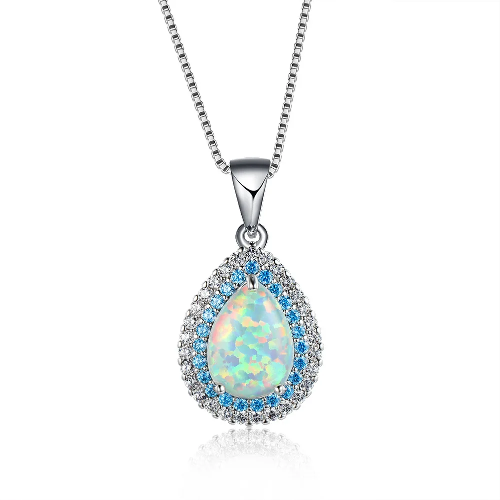 JCA New arrival Ladies Fashion opal Pendant Blue Fancy Opal Drop Necklace pendant