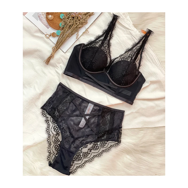 2021 новый сексуальный кружевной тонкий чашка с высокой талией бюстгальтер с глубоким v-образным вырезом и пушапом Регулируемый женского нижнего белья бюстгальтер