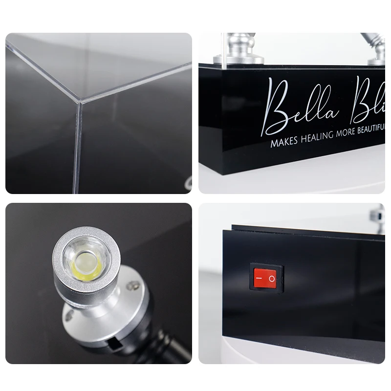 Customized Design Acrylic Transparent Clear Display Box With Led Spot Lights