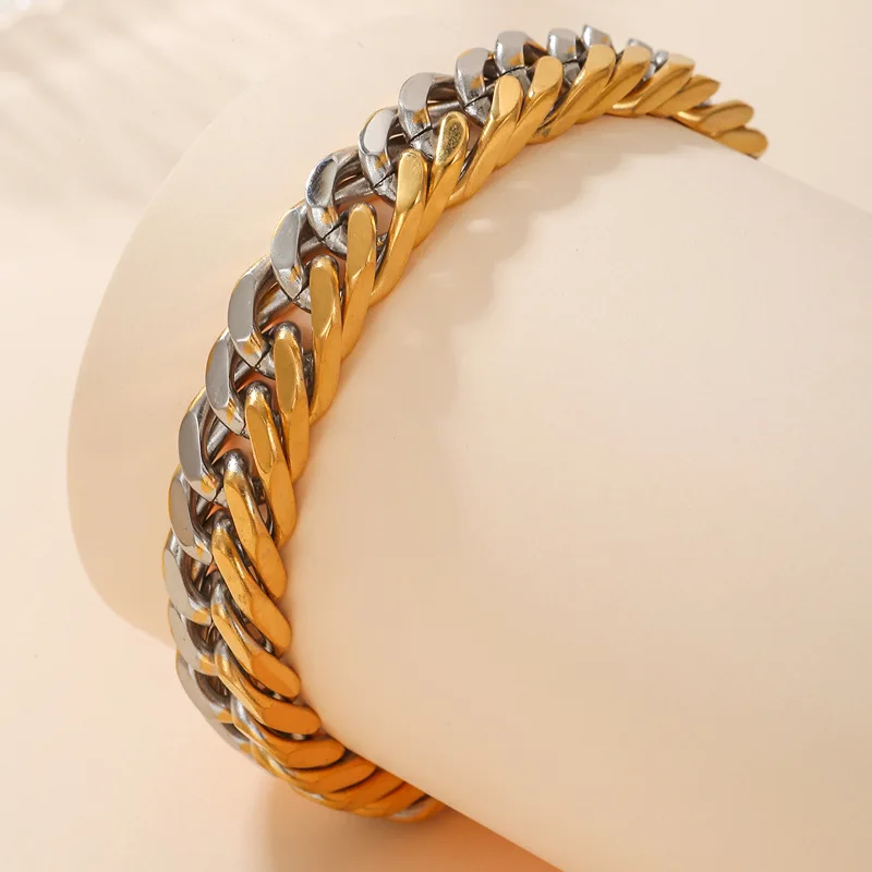 Hot Selling Titanium Steel Gold And silver Mixed Snake Bone Bracelet Vintage Hip-Hop Style Shipped Europe United States