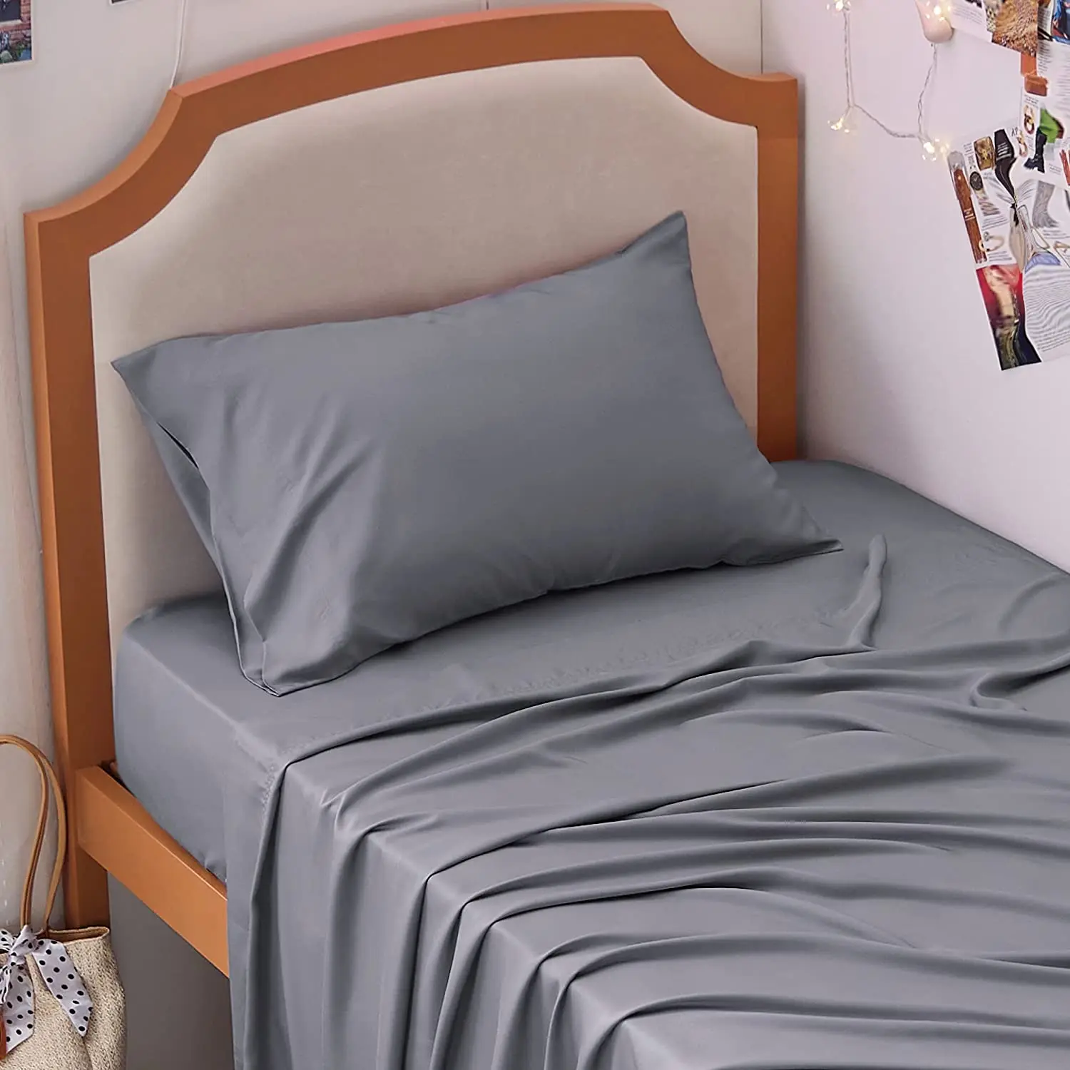 Hot Sale Grey Twin Extra-Long 3 Pcs 100 % Viscose Bamboo Deep Pockets Soft Cooling Sheets Set for College Dorm