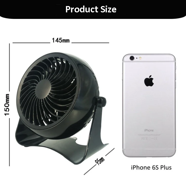Quite Black Air Circulator Portable Usb Cooling Rechargeable Table Fan