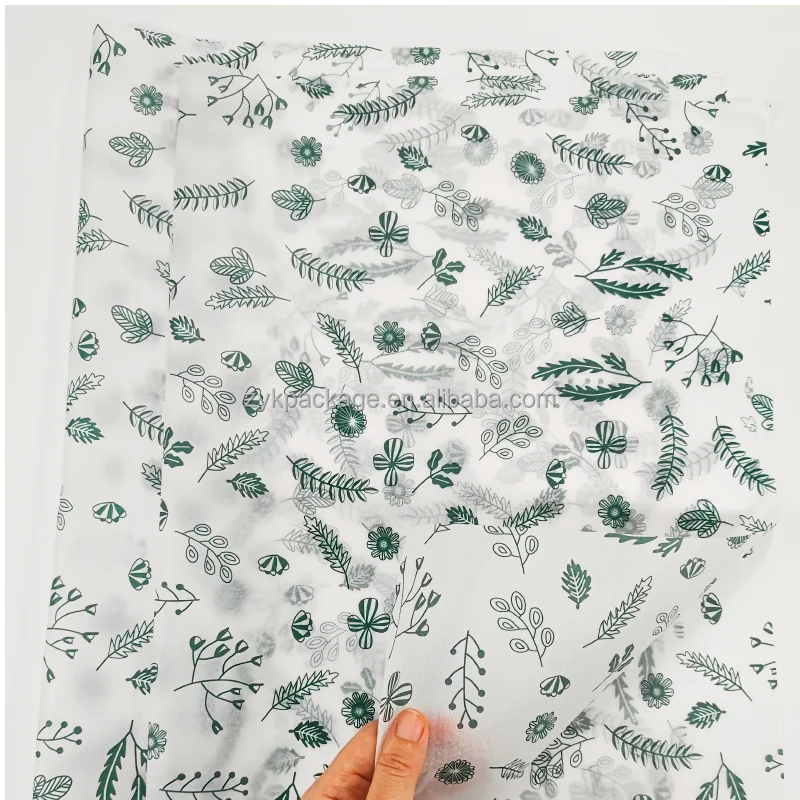 Clover Printing Gift Packaging Tissue Paper Yellow Green Lucky Grass Translucency Silk Wrapping Paper