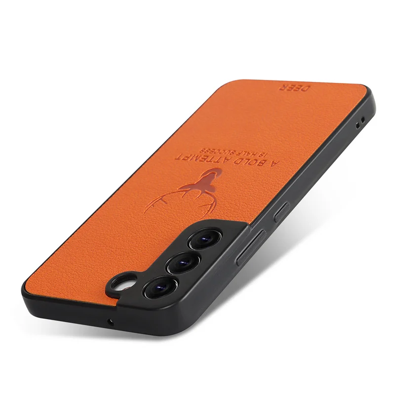 Luxury Deer Design PU Leather Back Cover Soft TPU Bumper Phone Case For Samsung Galaxy S22 Ultra S21 A51 A71 A72 A52 A32 A53