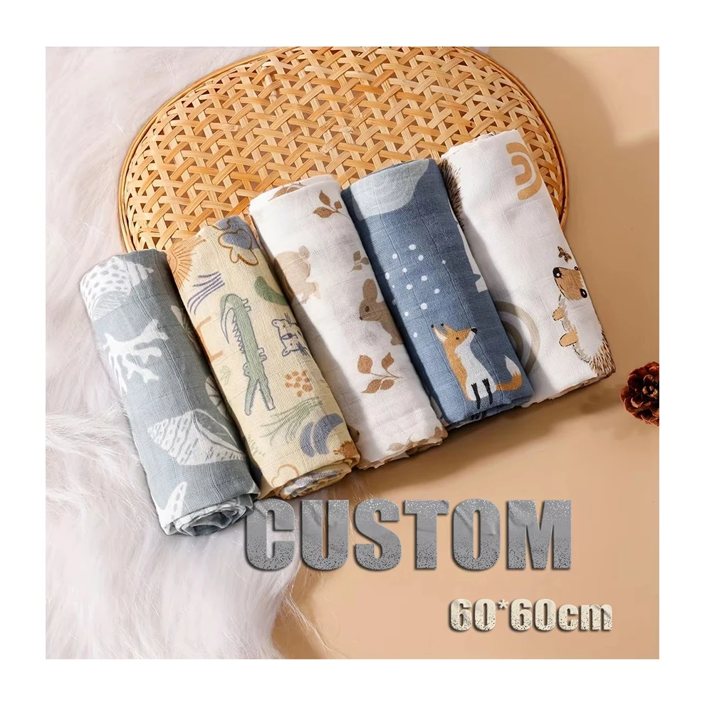 Kangobaby 60*60 Cm 100% Organic Cotton Fitted Crib Sheet  Baby Bedding Soft Breathable Muslin Swaddle Blanket