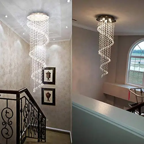 Custom made modern fashion flower stairs hotel lobby double helix raindrop crystal luxury chandelier