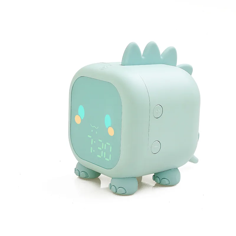 Hot Selling Cute Design Dinosaur Mini Children Cartoon Alarm Clock Wake Up Light Sleep Trainer With Abs Material