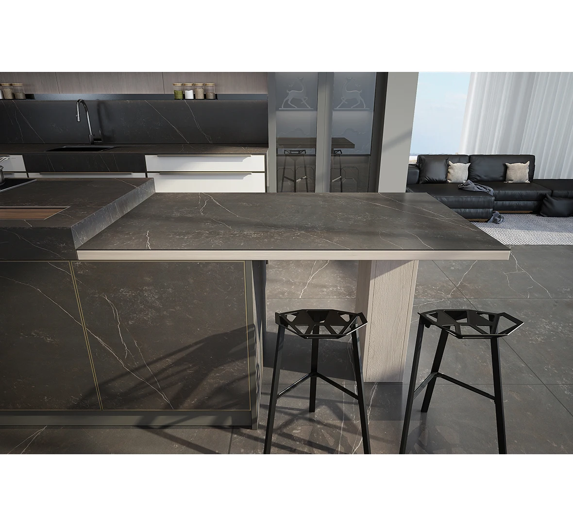 Современные Автономные темно-серые кухонные шкафы, цветовые комбинации, акриловый лист, модульный кухонный шкаф