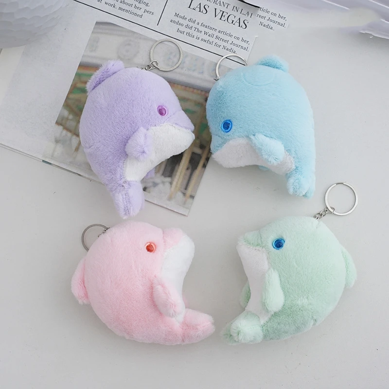 stuffed animal toys ocean cute colorful dolphin kawaii plush keychains toy Little Dolphin KeyChain bag charm pendant accessories